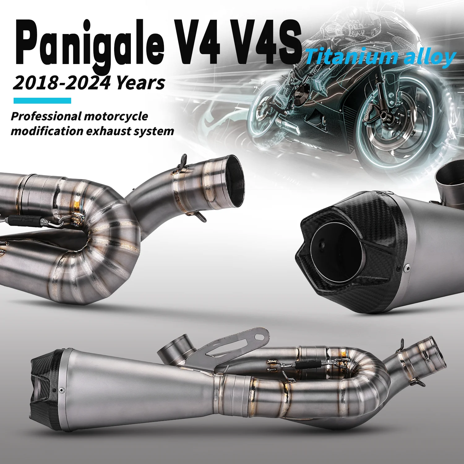 2018-2024 For Panigale V4 Streetfighter V4/V4S Motorcycle Exhaust System titanium alloy middle tail pipe With carbon tip muffler
2018-2024 For Panigale V4 Streetfighter V4/V4S Motorcycle Exhaust System titanium alloy middle tail pipe With carbon tip muffler
