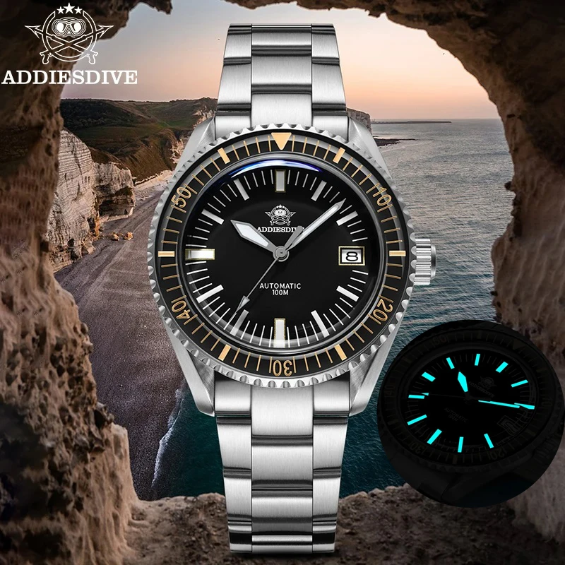 ADDIESDIVE Automatic Watches Men Bubble Mirror Glass 100m Waterproof NH35 Mechanical Wristwatches Luminous relogios masculino
ADDIESDIVE Automatic Watches Men Bubble Mirror Glass 100m Waterproof NH35 Mechanical Wristwatches Luminous relogios masculino