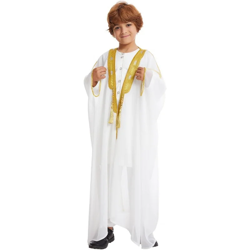 Kids Abaya Arabic Thobe for Boys Robes Muslim Islamic Prayer Clothes Kimono Embroidered Chiffon Kaftan Cardigan Dubai Thobe
Kids Abaya Arabic Thobe for Boys Robes Muslim Islamic Prayer Clothes Kimono Embroidered Chiffon Kaftan Cardigan Dubai Thobe