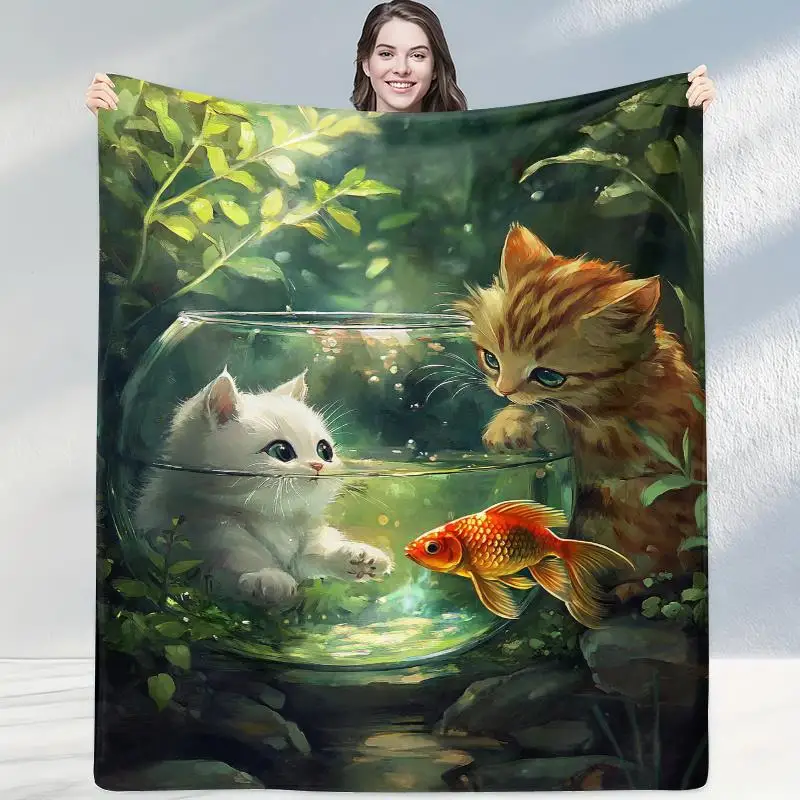 Cat and Goldfish Pattern Flannel printed blanket suitable for all seasons suitable for living room office sofa and travel
Cat and Goldfish Pattern Flannel printed blanket suitable for all seasons suitable for living room office sofa and travel