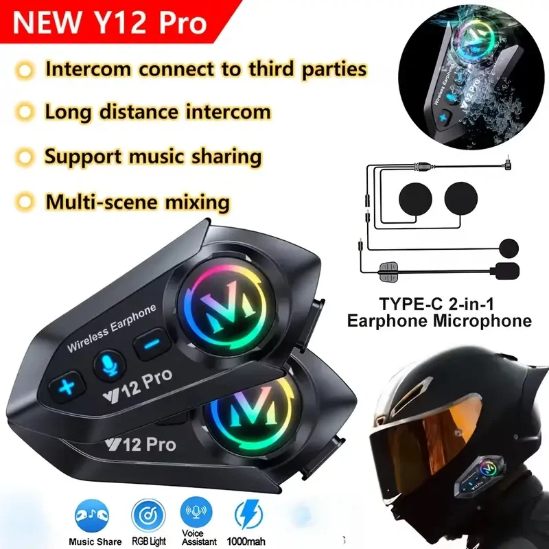 Y12 ProMotorcycle Helmet Intercom System 5.4GHz Chip 500m Ultra-Long Range IPX6 Waterproof Music Sharing Headset Intercom System
Y12 ProMotorcycle Helmet Intercom System 5.4GHz Chip 500m Ultra-Long Range IPX6 Waterproof Music Sharing Headset Intercom System