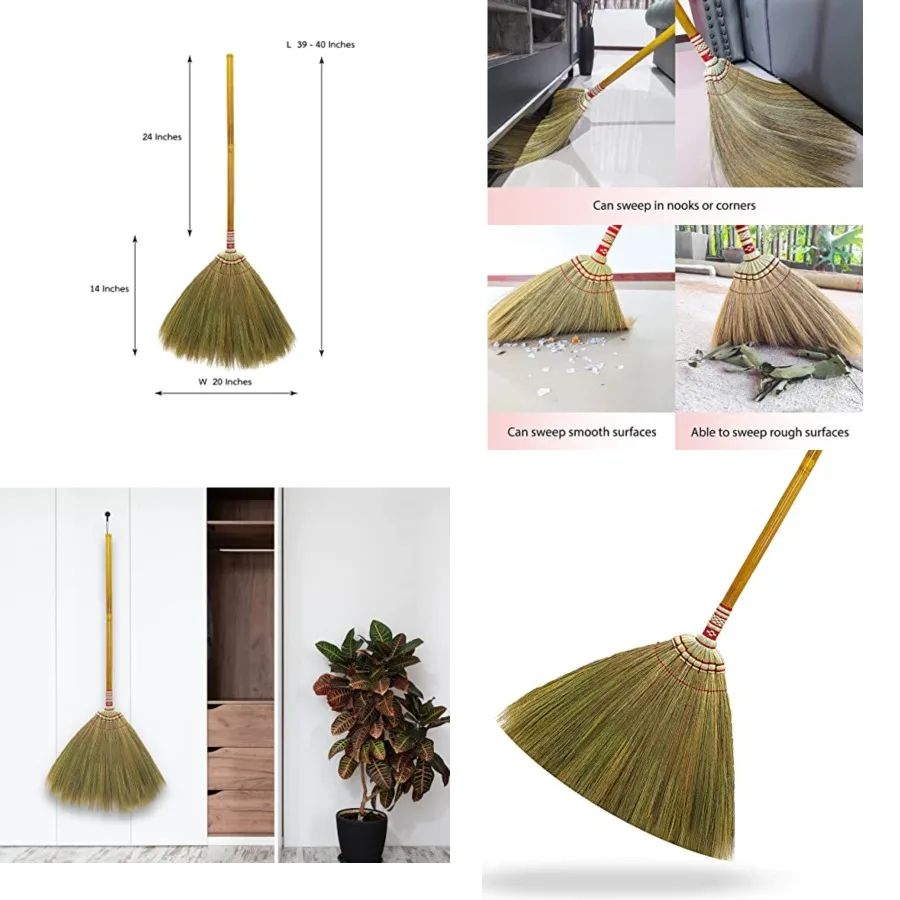 Indoor Grass Broom 40 Inch with Bamboo Handled Brooms for Floor Cleaning, Smooth Hard Floor - Sweeping Tool Unique Handmade Cra
Indoor Grass Broom 40 Inch with Bamboo Handled Brooms for Floor Cleaning, Smooth Hard Floor - Sweeping Tool Unique Handmade Cra
