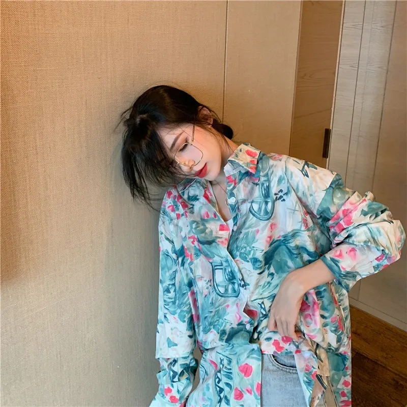 Vintage Mid-Length Printed Shirt Woman Trend Loose Floral Blouses Stylish Women's Shirts Graffiti Long Sleeve Blouse Female
Vintage Mid-Length Printed Shirt Woman Trend Loose Floral Blouses Stylish Women's Shirts Graffiti Long Sleeve Blouse Female