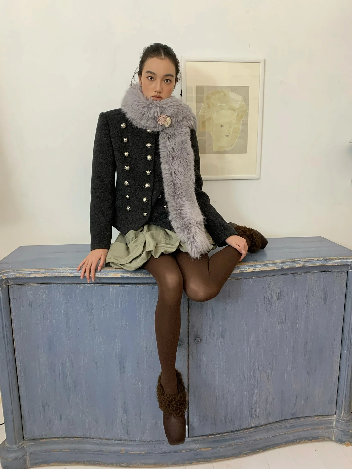 Spoii Ele Sle ort Wool Blend Jaet Metal Trim Slim Fit oulder Length Regular Fem Outerwear for Young Ladies
Spoii Ele Sle ort Wool Blend Jaet Metal Trim Slim Fit oulder Length Regular Fem Outerwear for Young Ladies