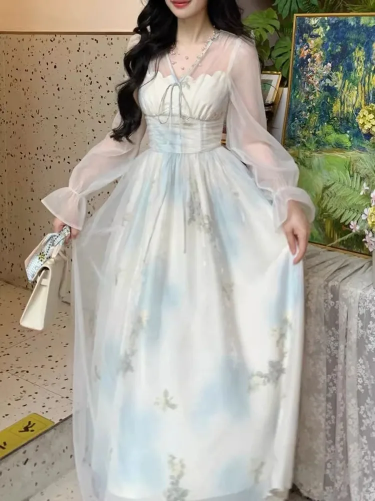 Женское платье, элегантное платье на шнуровке с v-образным вырезом и длинными рукавами, бандажное лоскутное милое модное темпераментное платье принцессы для женщин
Женское платье, элегантное платье на шнуровке с v-образным вырезом и длинными рукавами, бандажное лоскутное милое модное темпераментное платье принцессы для женщин