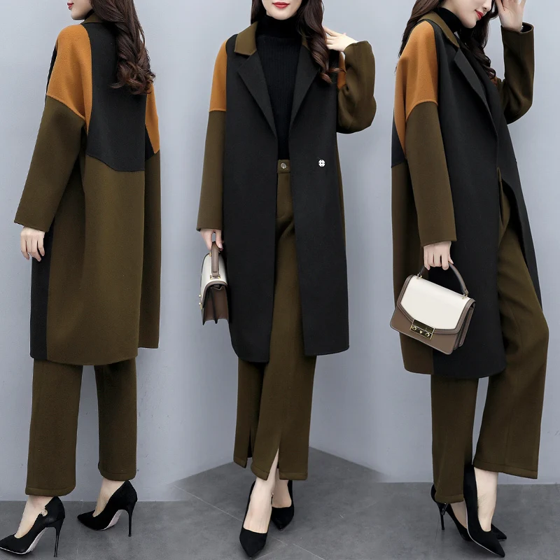 2022 New Women's Wear Autumn Winter Loose Color Contrast Woolen Coat + Wide Leg Pants Two piece Sets Fashion Women Fashion
2022 New Women's Wear Autumn Winter Loose Color Contrast Woolen Coat + Wide Leg Pants Two piece Sets Fashion Women Fashion