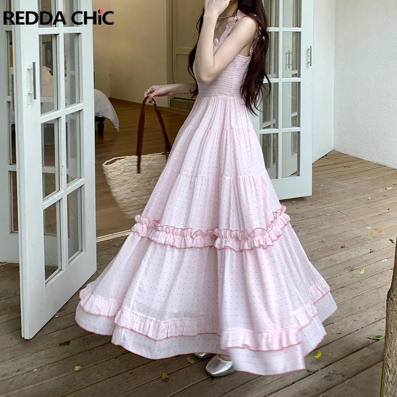 REDDACHiC Coquette Frilly Women Tank Dress Pink Polka Dots Square Neck Sleeveless Shirring Long Sundress Korea Summer Clothing
REDDACHiC Coquette Frilly Women Tank Dress Pink Polka Dots Square Neck Sleeveless Shirring Long Sundress Korea Summer Clothing