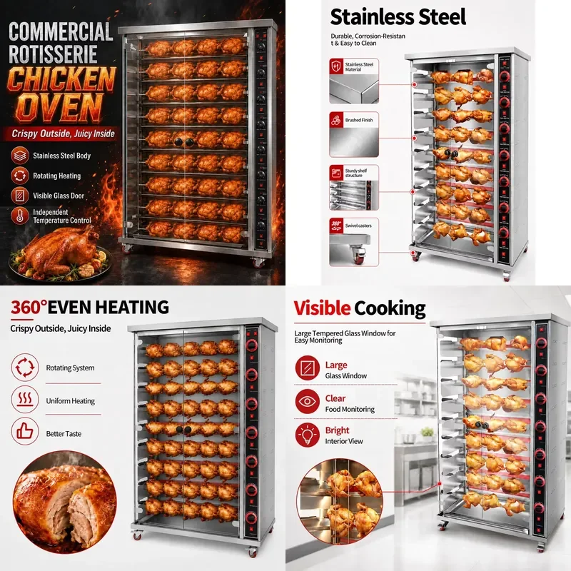 2026 Professional Electric Chicken Rotisserie Machine Large Capacity Rotary Roaster Oven 9 Rods Industrial Poultry Griller
2026 Professional Electric Chicken Rotisserie Machine Large Capacity Rotary Roaster Oven 9 Rods Industrial Poultry Griller