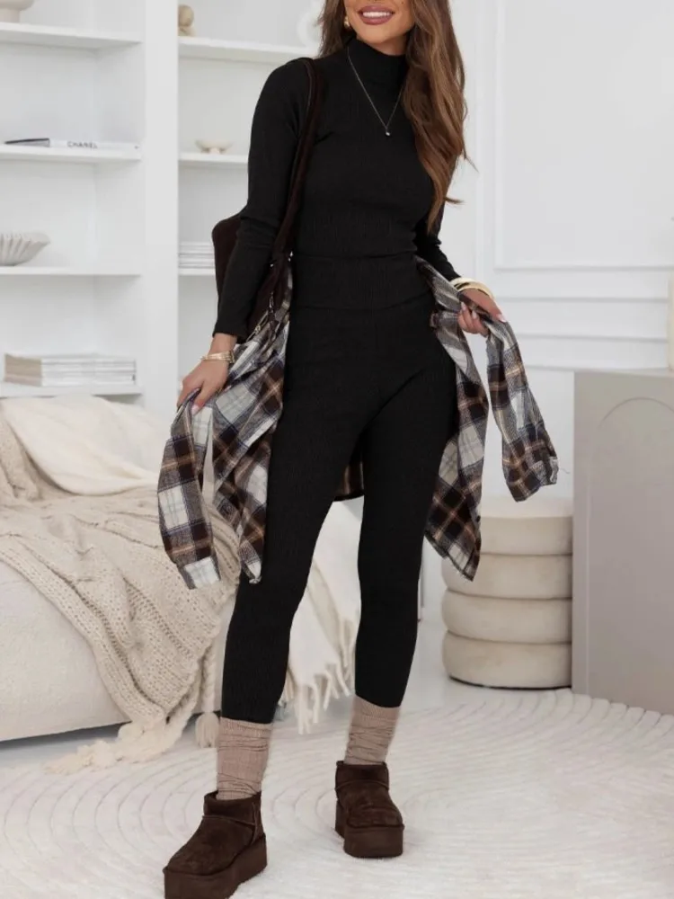 Autumn And Winter Solid Color Pants Set Women's Bottom Knitted High Collar Slim Long-sleeved Top Slim Bottom Pants Two-piece Set
Autumn And Winter Solid Color Pants Set Women's Bottom Knitted High Collar Slim Long-sleeved Top Slim Bottom Pants Two-piece Set