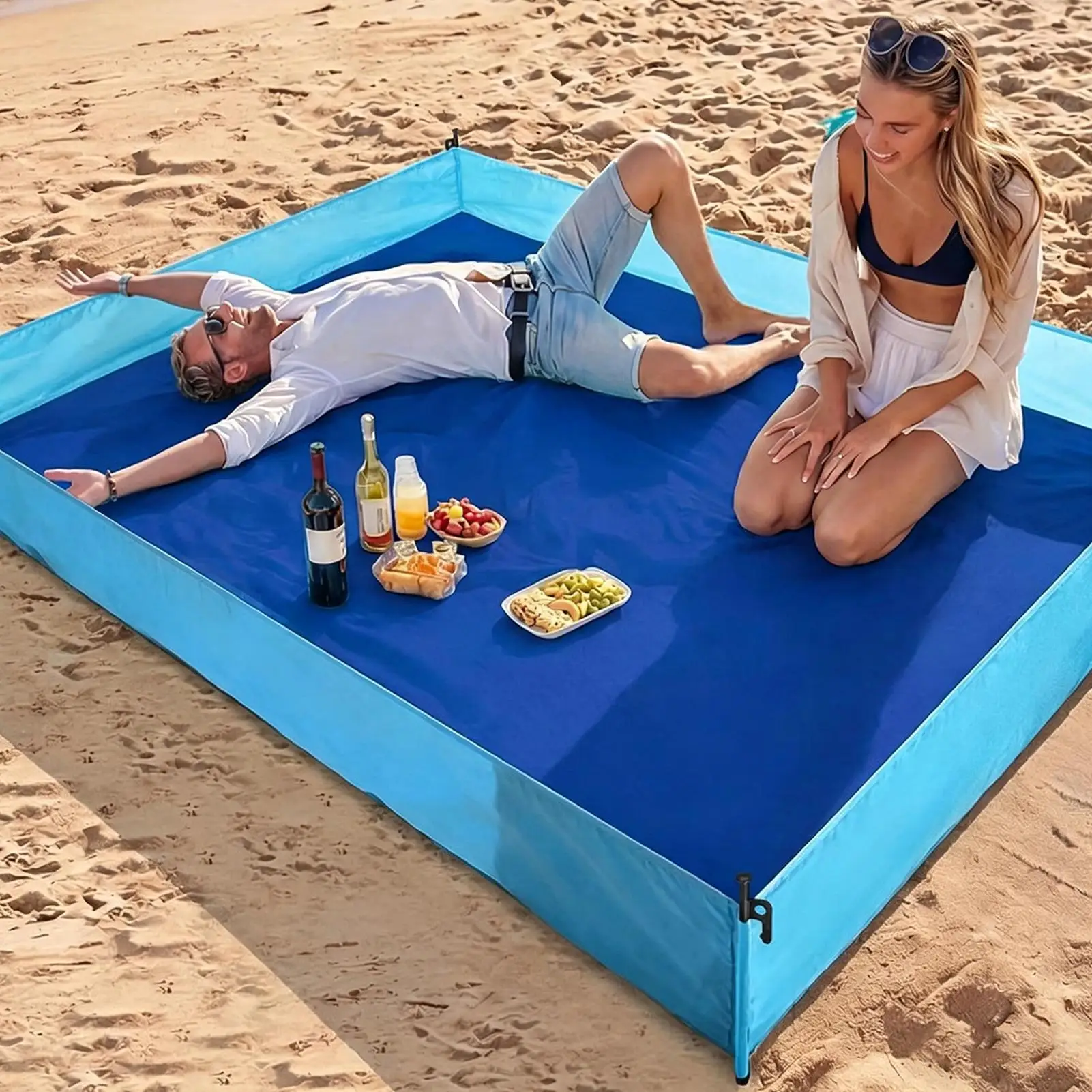 Windproof Beach Blanket Waterproof Foldable Mat With Stakes & Sandbags Sand-Free Picnic Tarp For Travel Camping Park Patio Lawn
Windproof Beach Blanket Waterproof Foldable Mat With Stakes & Sandbags Sand-Free Picnic Tarp For Travel Camping Park Patio Lawn
