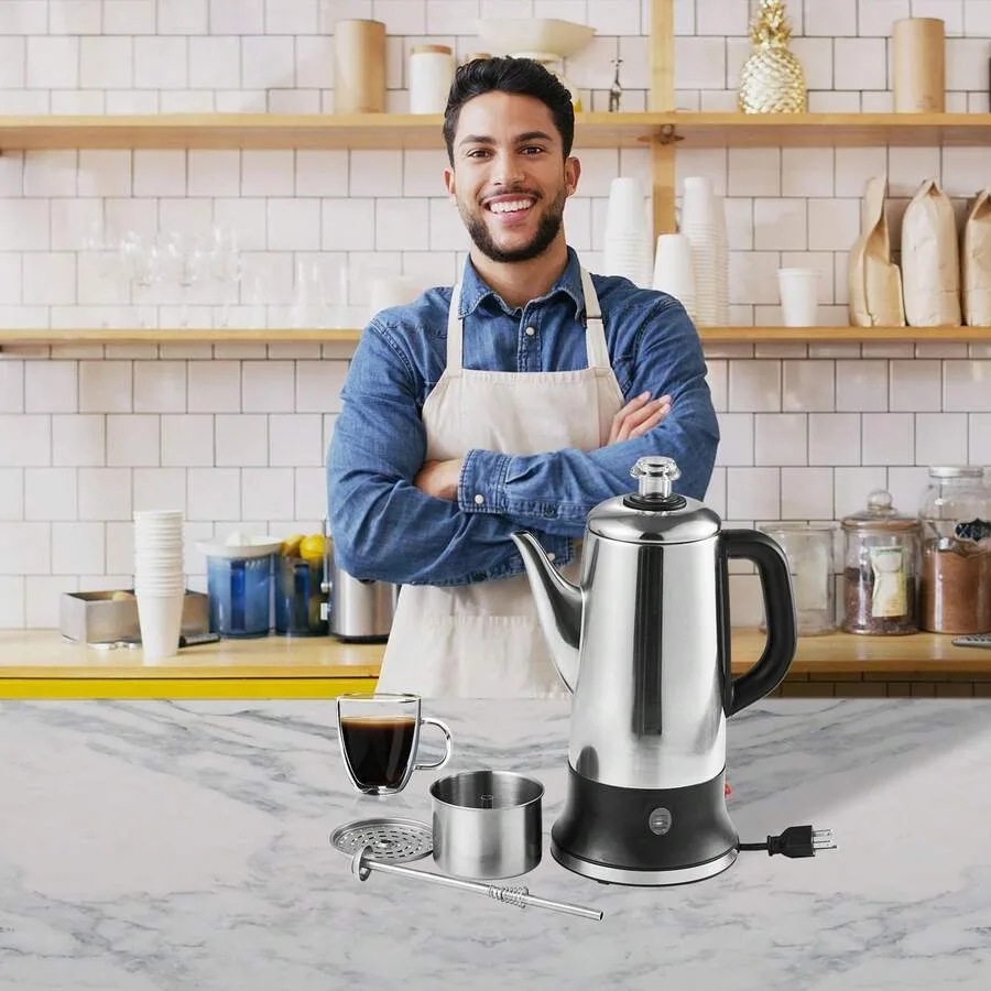 12-Cup Electric Percolator Coffee Pot, 304 Stainless Steel Coffee Percolator With Keep Warm Function and Heat-Resistant Handle,
12-Cup Electric Percolator Coffee Pot, 304 Stainless Steel Coffee Percolator With Keep Warm Function and Heat-Resistant Handle,