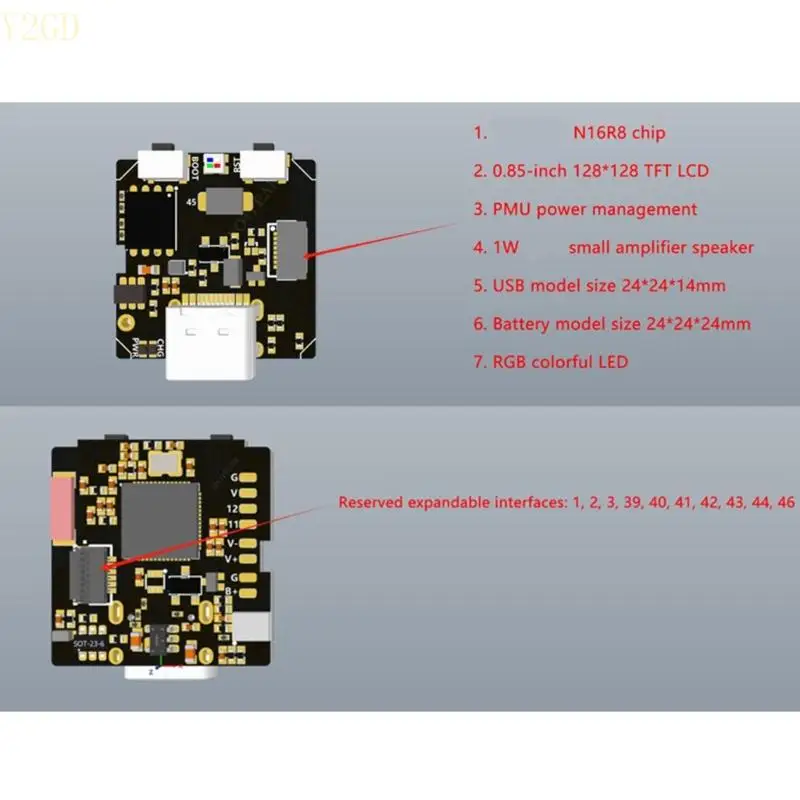 Y2GD Voice Chat Robot N16R8 Development Board 0.85Inch English Version for Intelligent Home Application
Y2GD Voice Chat Robot N16R8 Development Board 0.85Inch English Version for Intelligent Home Application