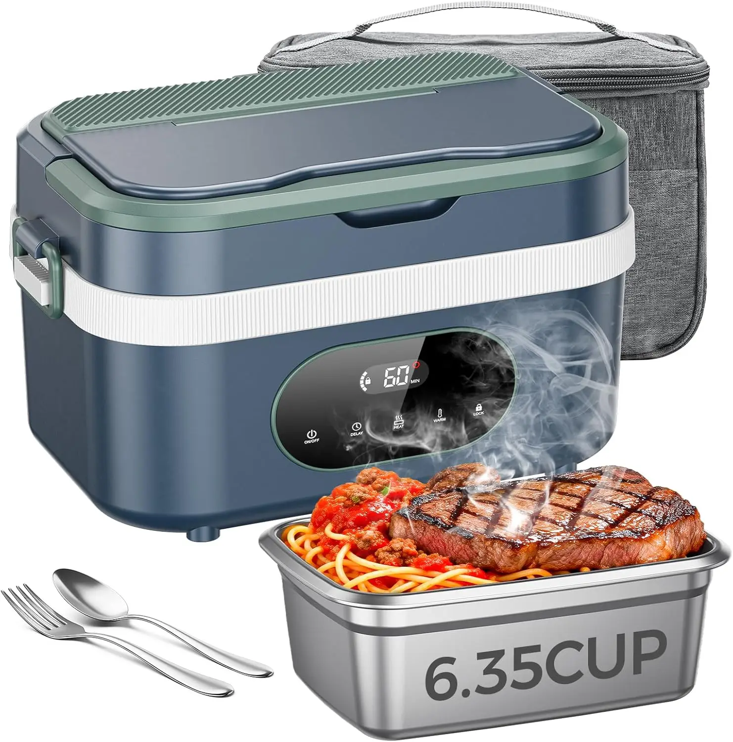 18000mAh Cordless Heated Lunch Box, 5-Sided Heating, 1.5L Stainless Steel Food Warmer with Timer for Work & Travel
18000mAh Cordless Heated Lunch Box, 5-Sided Heating, 1.5L Stainless Steel Food Warmer with Timer for Work & Travel