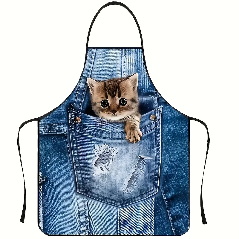 1pc Cute Denim Blue Pocket Cat Kitchen Apron, Suitable for Cooking, Baking, Home Cleaning, BBQ and Outdoor Parties
1pc Cute Denim Blue Pocket Cat Kitchen Apron, Suitable for Cooking, Baking, Home Cleaning, BBQ and Outdoor Parties