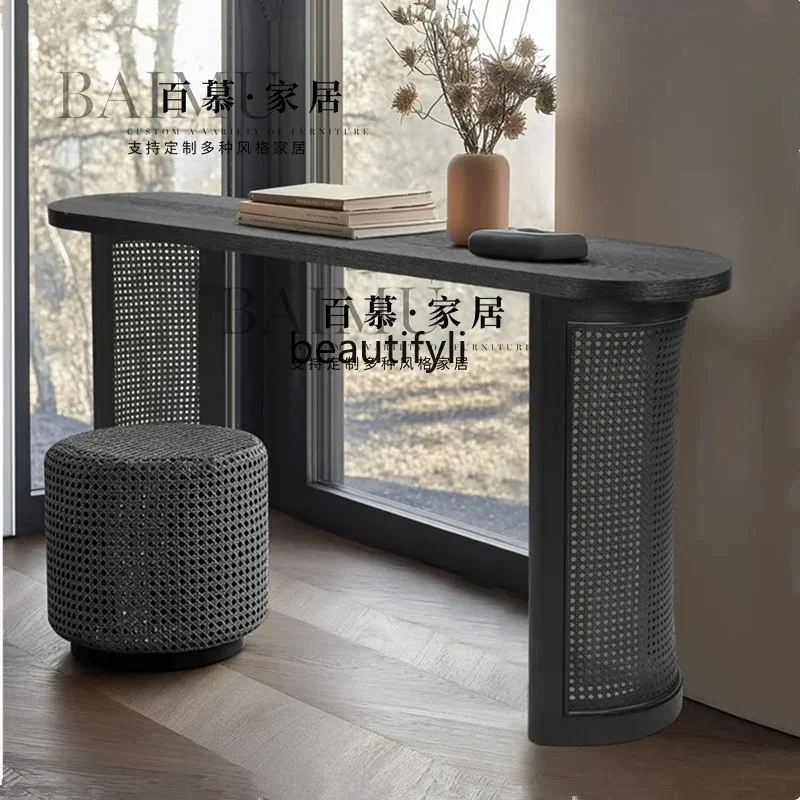 ss K178 ss25 Middle ancient style is opposite the door Entrance table French corridor braided rattan solid wood entrance table E
ss K178 ss25 Middle ancient style is opposite the door Entrance table French corridor braided rattan solid wood entrance table E