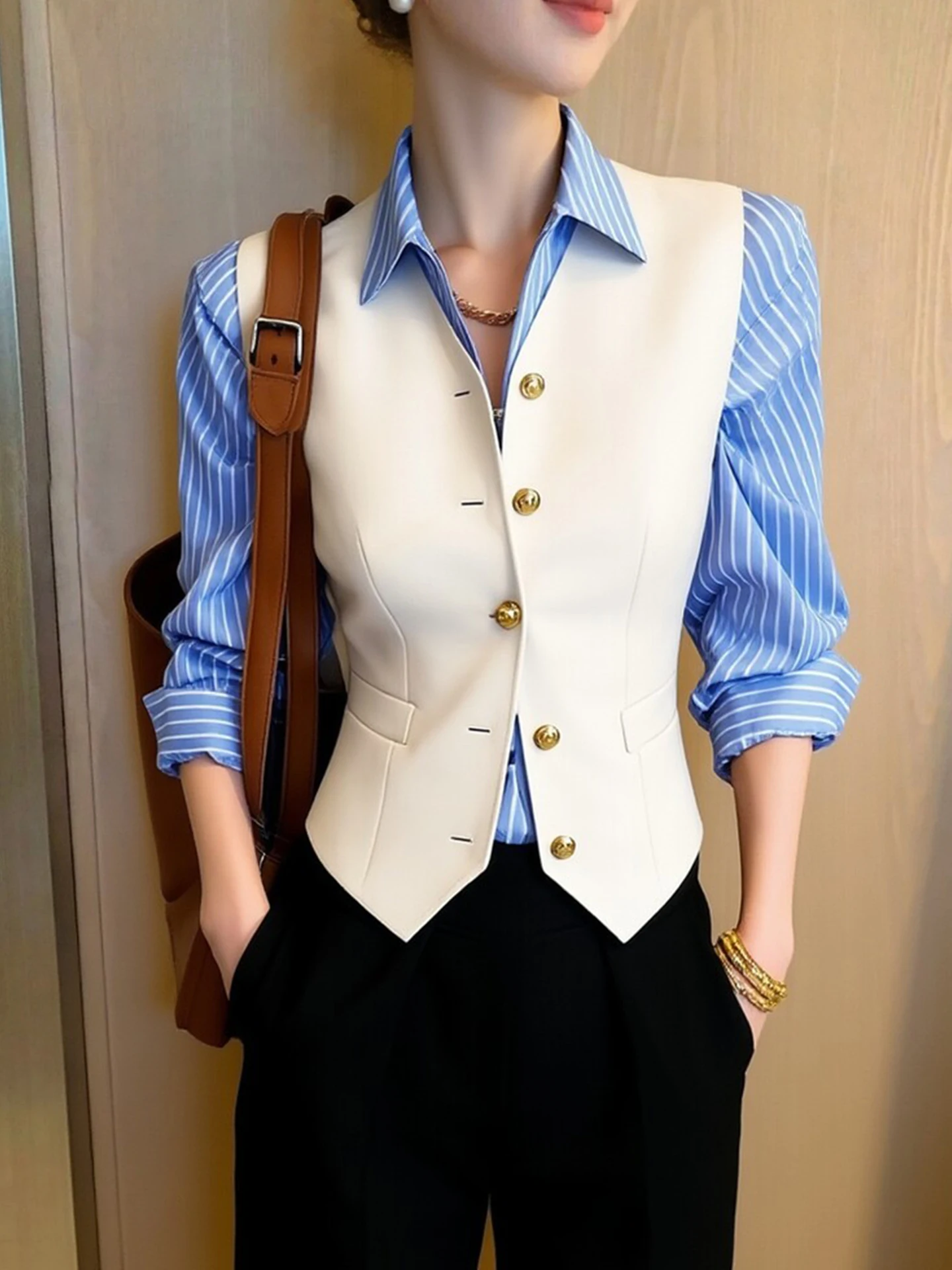 Spring Fashion Unique Single Button Design Sleeveless Vest Lazy Style Commute Versatile Stylish Layering Women's Jacket
Spring Fashion Unique Single Button Design Sleeveless Vest Lazy Style Commute Versatile Stylish Layering Women's Jacket