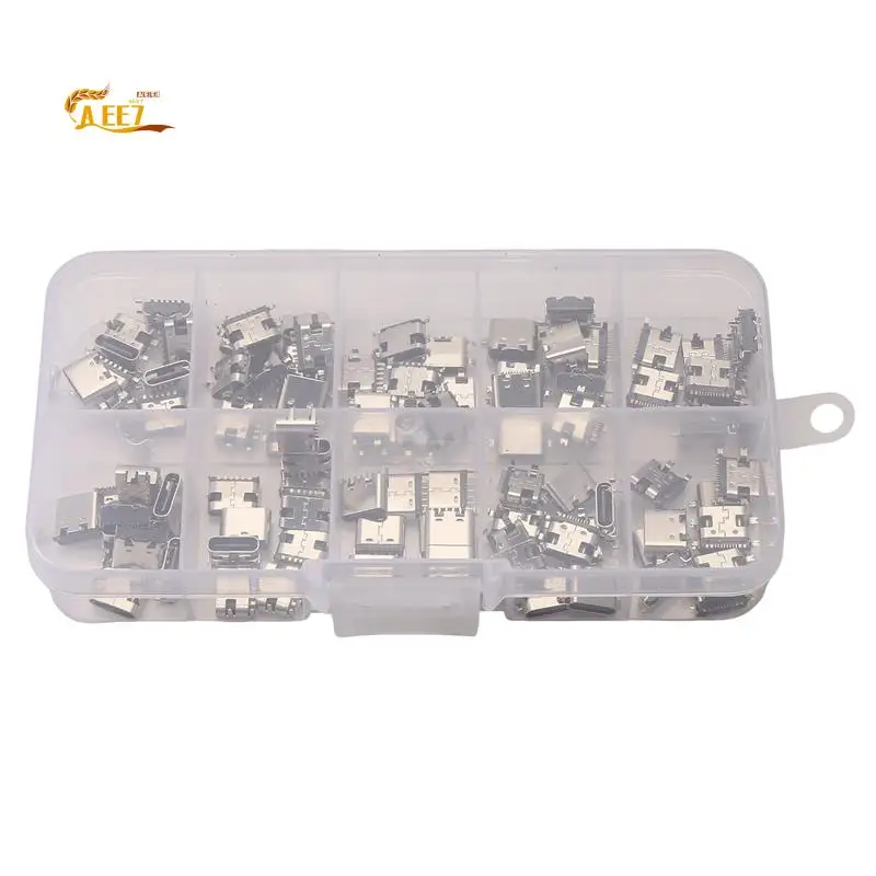 AEE7-100 шт./лот, 10 моделей, USB-разъемы для зарядки Type-C, смешанные 6-контактные и 16-контактные разъемы для ремонта телефонов и цифровых продуктов
AEE7-100 шт./лот, 10 моделей, USB-разъемы для зарядки Type-C, смешанные 6-контактные и 16-контактные разъемы для ремонта телефонов и цифровых продуктов