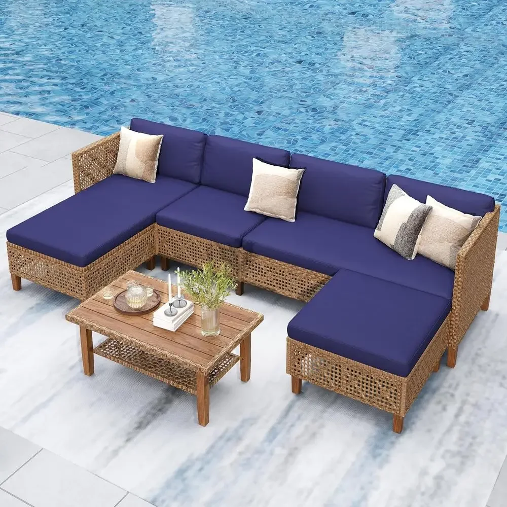 Wicker Patio urniture Set, Outdoor Sectional Couch with Cushions and Acacia Wood Coee Table, U-Shaped Patio Contion Set or Deck
Wicker Patio urniture Set, Outdoor Sectional Couch with Cushions and Acacia Wood Coee Table, U-Shaped Patio Contion Set or Deck