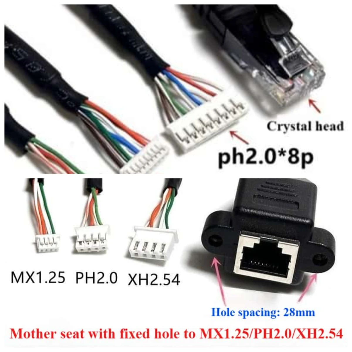 100megabyte five-class RJ45 crystal head/RJ45 female rotor/xh2.54/mx1.25/ph2.0*4p/8p network cable crystal head pure copper wire
100megabyte five-class RJ45 crystal head/RJ45 female rotor/xh2.54/mx1.25/ph2.0*4p/8p network cable crystal head pure copper wire