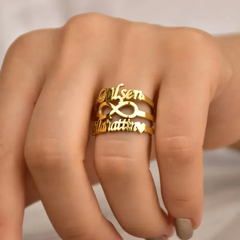 Custom Two Name Rings With Infinite Symbol For Women Gold Color Stainless Steel Personalized Broad Surface Rings Anillos Jewelry
Custom Two Name Rings With Infinite Symbol For Women Gold Color Stainless Steel Personalized Broad Surface Rings Anillos Jewelry
