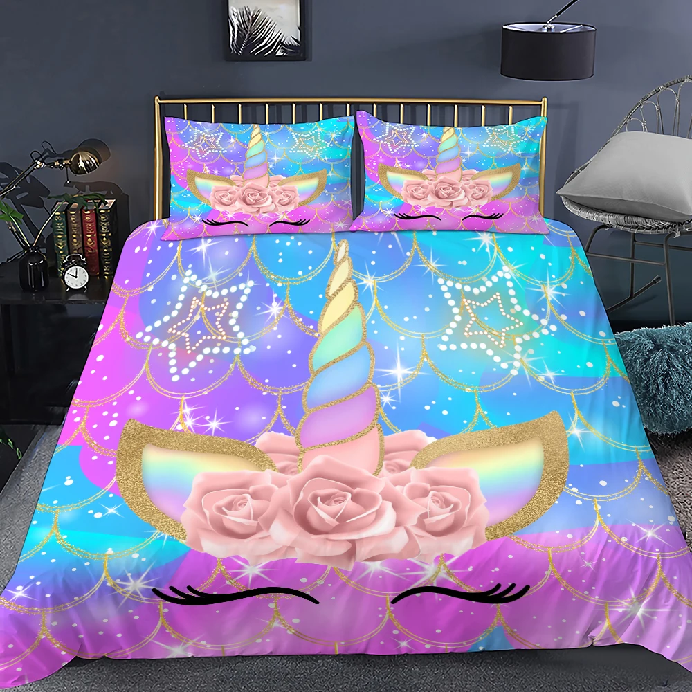 Unicorn Duvet Cover Purple Pink Cartoon Dream Comforter Cover Set Women Stars Rainbow Rhinestone Bedding Set For Teenage Girls
Unicorn Duvet Cover Purple Pink Cartoon Dream Comforter Cover Set Women Stars Rainbow Rhinestone Bedding Set For Teenage Girls
