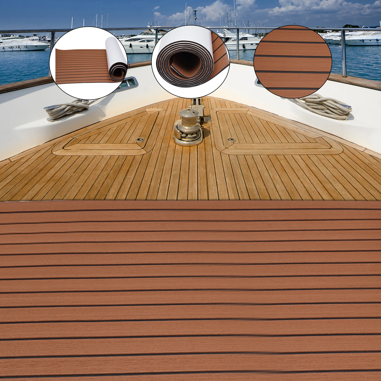 106"*35" EVA Foam Anti-slip Mat Teak Floor Mat Self-Adhesive Design Easy to Clean Suitable for Use On Boat Decks RV Yachts
106"*35" EVA Foam Anti-slip Mat Teak Floor Mat Self-Adhesive Design Easy to Clean Suitable for Use On Boat Decks RV Yachts