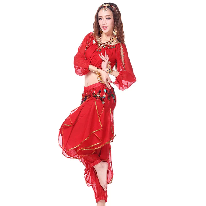 Belly Dance Lantern Long Sleeved Top Spinning Pants Set Adult Indian Dance Performance Women Chiffon Bollywood Practice Suit
Belly Dance Lantern Long Sleeved Top Spinning Pants Set Adult Indian Dance Performance Women Chiffon Bollywood Practice Suit