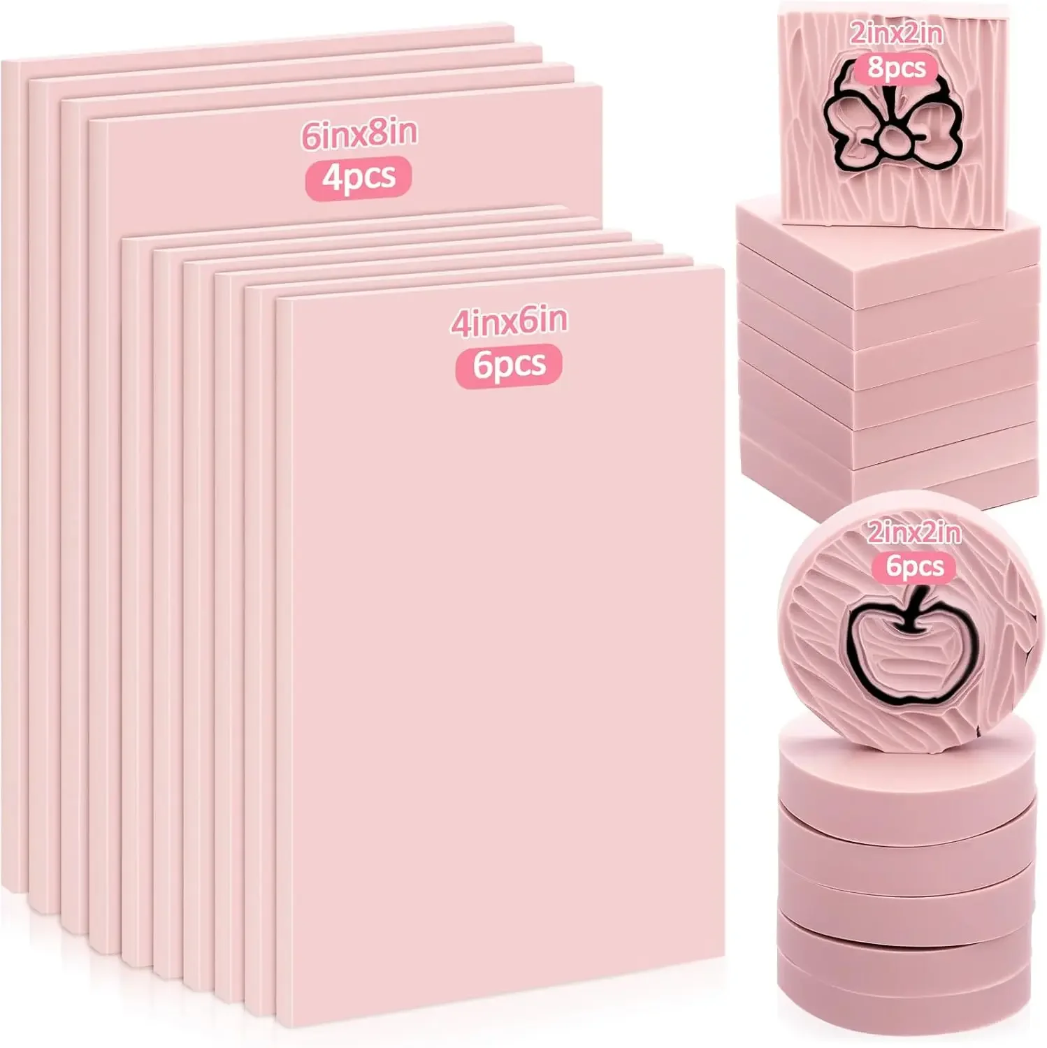 24 Pcs Rubber Stamp Carving Blocks Pink Rubber Carving Blocks Round Square Rectangle Making Kit for Stamp Crafts and DIY Project
24 Pcs Rubber Stamp Carving Blocks Pink Rubber Carving Blocks Round Square Rectangle Making Kit for Stamp Crafts and DIY Project