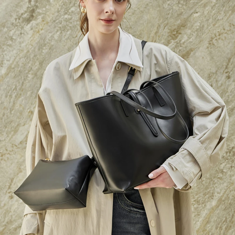 HIFASHION Luxury Genuine Cowhide Leather Tote Bag For Women Large Capacity Work Shopper Shoulder Crossbody Handbags With Pouch
HIFASHION Luxury Genuine Cowhide Leather Tote Bag For Women Large Capacity Work Shopper Shoulder Crossbody Handbags With Pouch