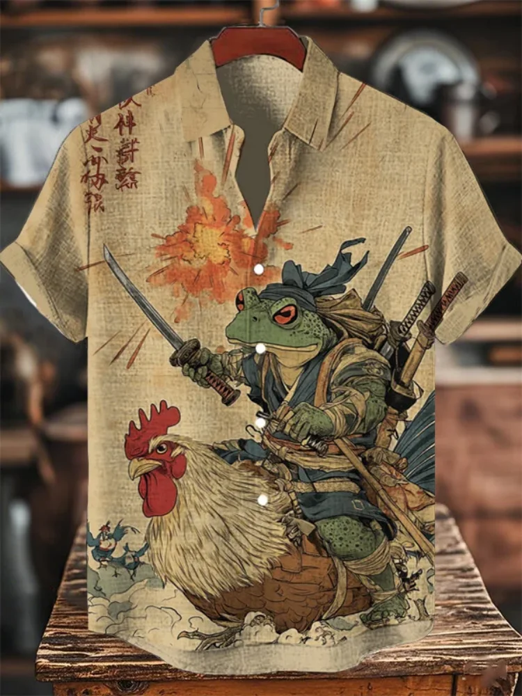 Fashion Summer Men's Korean Shirts 2026 Holiday Chic Tops Frog Warrior And Chicken Printed Short Sleeve Tunics Male Clothings
Fashion Summer Men's Korean Shirts 2026 Holiday Chic Tops Frog Warrior And Chicken Printed Short Sleeve Tunics Male Clothings