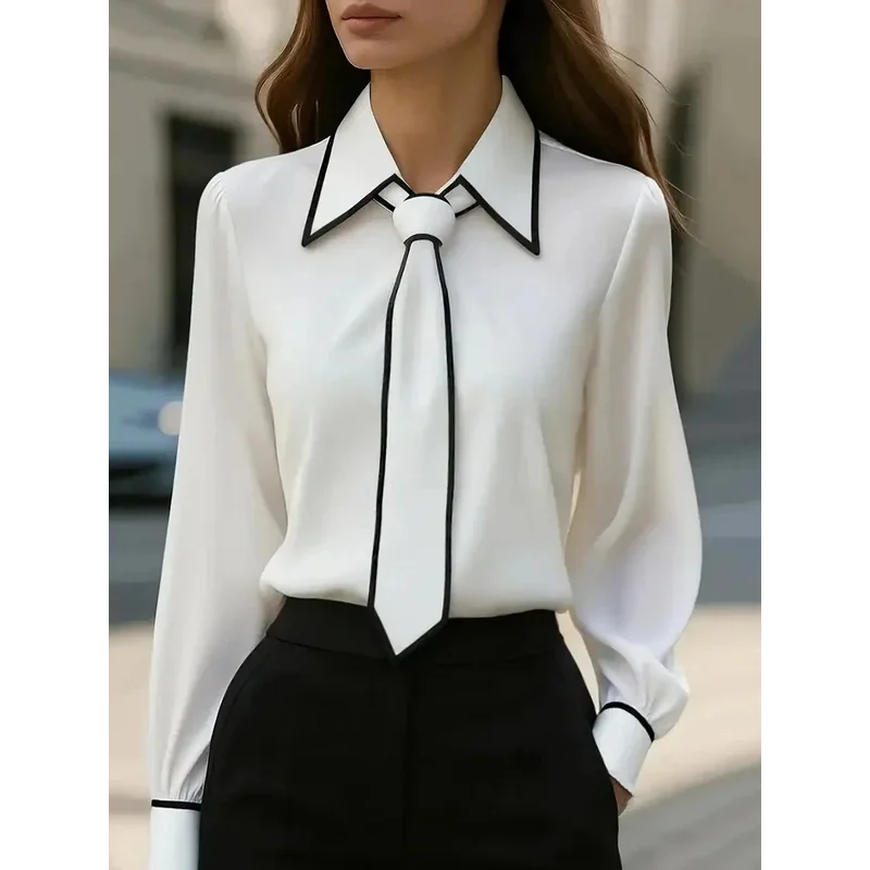 ZIXIN Women's fashion tie lapel design casual long-sleeved shirt
ZIXIN Women's fashion tie lapel design casual long-sleeved shirt
