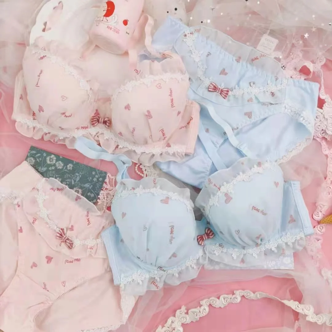 Lolita cute and sweet girl bra panty set with steel ring gathered ensemble lingerie femme sexy thin cup underwear panties plus s
Lolita cute and sweet girl bra panty set with steel ring gathered ensemble lingerie femme sexy thin cup underwear panties plus s