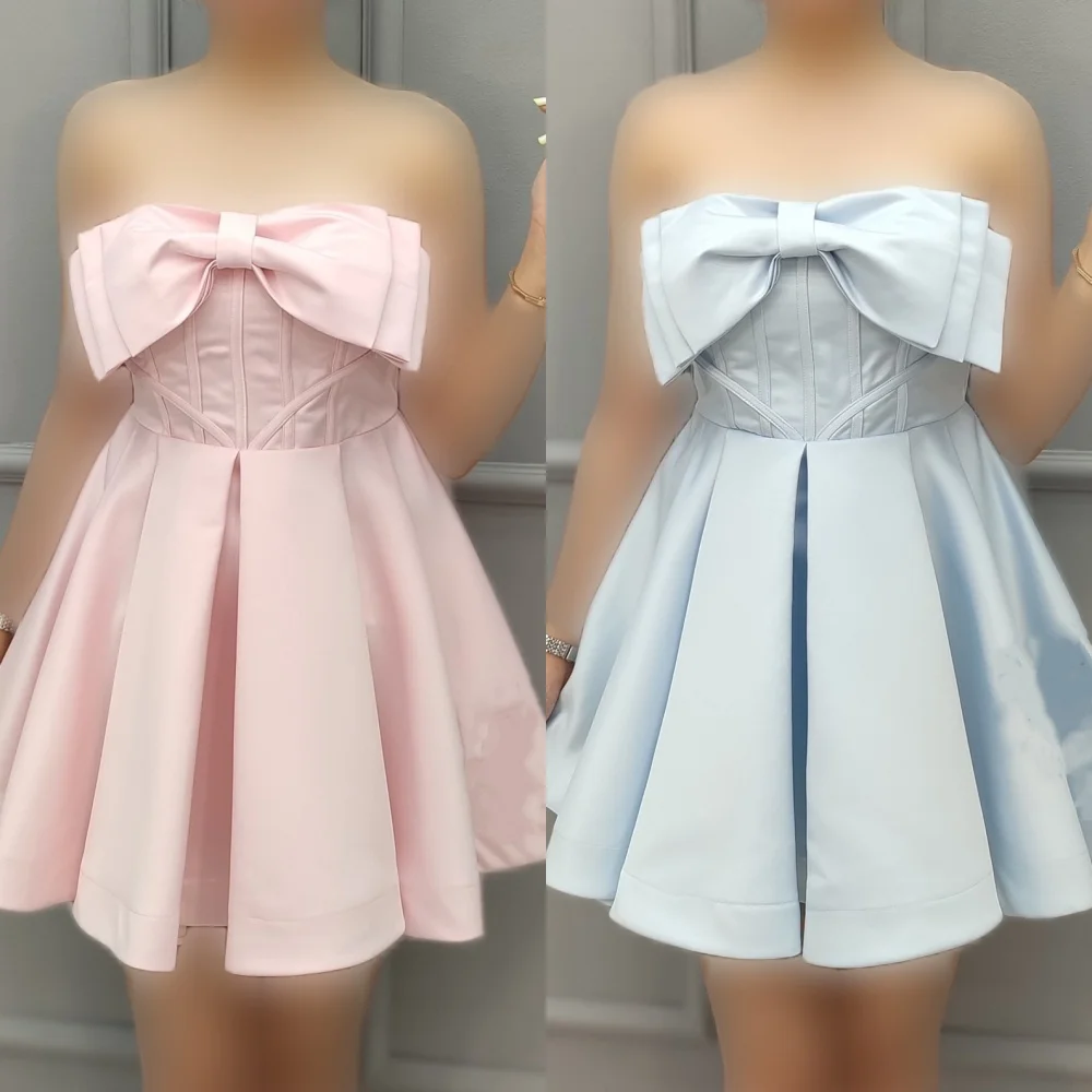 Customized Matching Simple Jersey Bow Ruched A-line Strapless Mini Dresses Bespoke Occasion Dresses Sizes Available Modern Style
Customized Matching Simple Jersey Bow Ruched A-line Strapless Mini Dresses Bespoke Occasion Dresses Sizes Available Modern Style