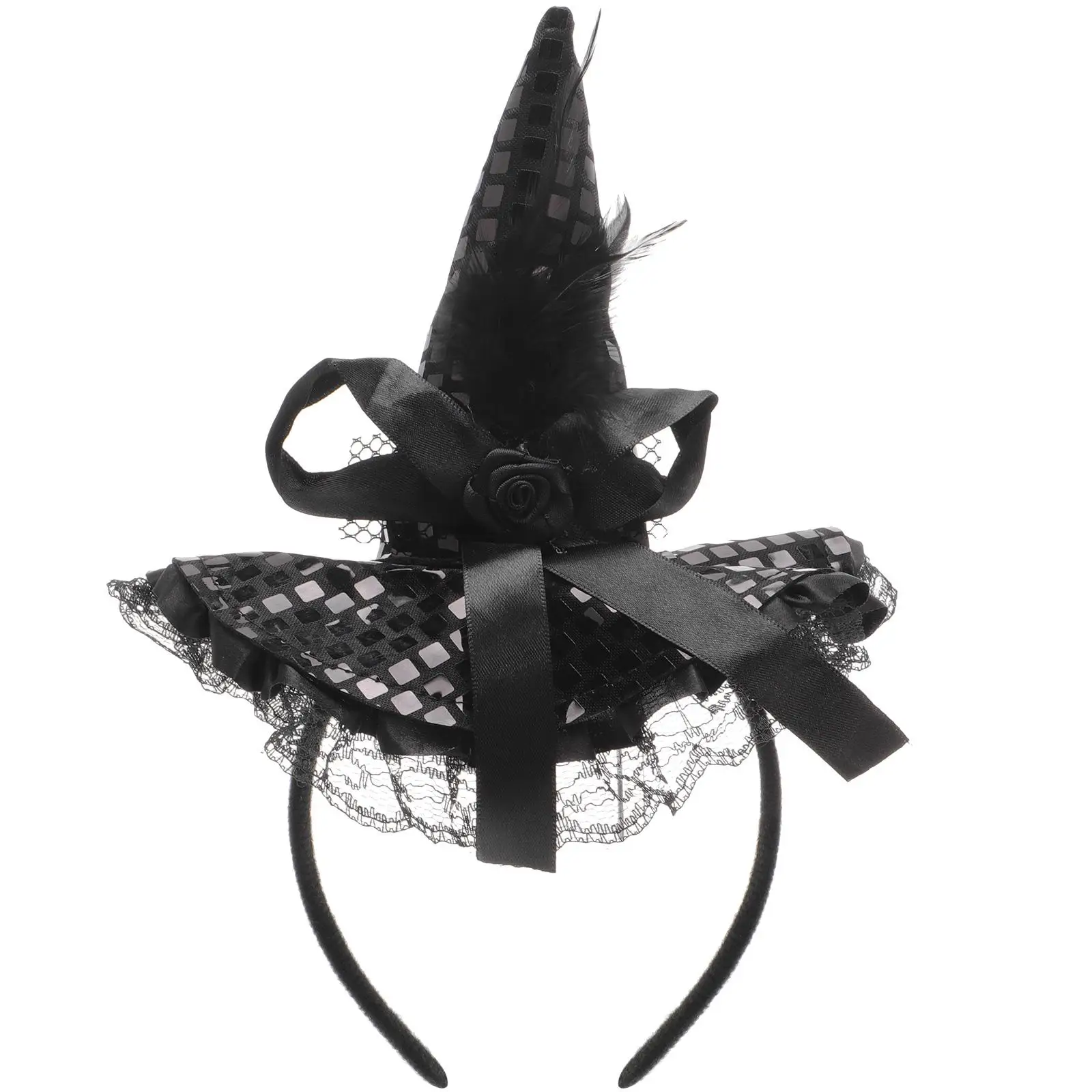 Lace Outfits Witch Hat Headband Halloween Hair Decor Masquerade Supplies Costume Supply with Style Black Headdress Women's
Lace Outfits Witch Hat Headband Halloween Hair Decor Masquerade Supplies Costume Supply with Style Black Headdress Women's