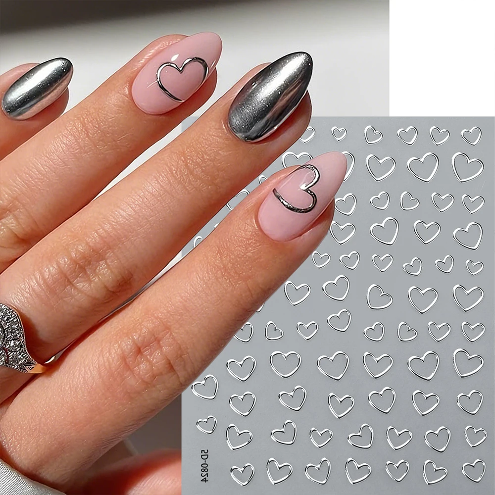 1Pcs 5D Silver Hollow Heart Love Nail Art Sticker Y2k Metallic Silver Love Bowknot Self-adhesive Nail Decals DIY Heart Nail Deco
1Pcs 5D Silver Hollow Heart Love Nail Art Sticker Y2k Metallic Silver Love Bowknot Self-adhesive Nail Decals DIY Heart Nail Deco