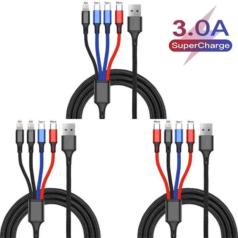 3-In-1 / 4-In-1 USB Cable Type C Usb Micro For iphone Samsung Huawei Xiaomi Multi Port Multiple Charging Wire
3-In-1 / 4-In-1 USB Cable Type C Usb Micro For iphone Samsung Huawei Xiaomi Multi Port Multiple Charging Wire