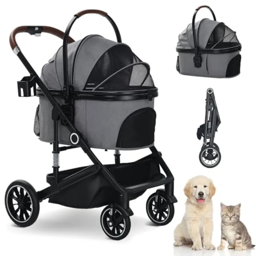 Pet stroller for travel and outdoor use, aluminum alloy frame, black color, lightweight 3-in-1 folding design with detachable c
Pet stroller for travel and outdoor use, aluminum alloy frame, black color, lightweight 3-in-1 folding design with detachable c