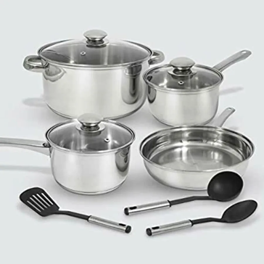 Excel Steel 10 Piece Stainless Steel Cookware Set with Tools
Excel Steel 10 Piece Stainless Steel Cookware Set with Tools