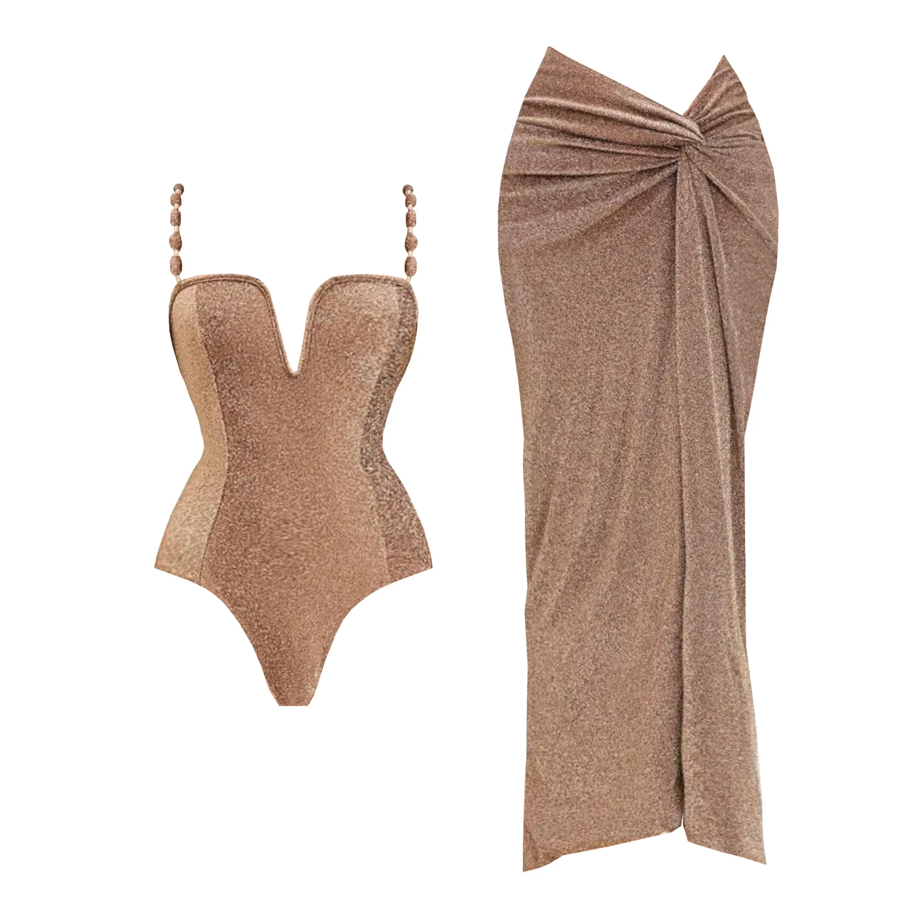 3Pcs Push Up Swimsuit With Long Skirt Sexy Women Swimwear Female Bikini V Neck Swimming Suit Shiny Bodysuit Beachwear Cover Up
3Pcs Push Up Swimsuit With Long Skirt Sexy Women Swimwear Female Bikini V Neck Swimming Suit Shiny Bodysuit Beachwear Cover Up