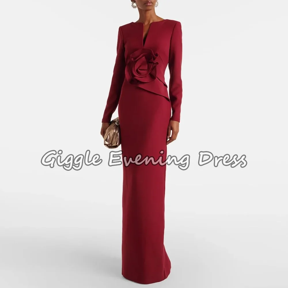 Giggle V-Neck Crepe Evening Dresses With 3d Flower Mermaid فستان سهرة نسائي Long Sleeve Bodice Prom Dress
Giggle V-Neck Crepe Evening Dresses With 3d Flower Mermaid فستان سهرة نسائي Long Sleeve Bodice Prom Dress