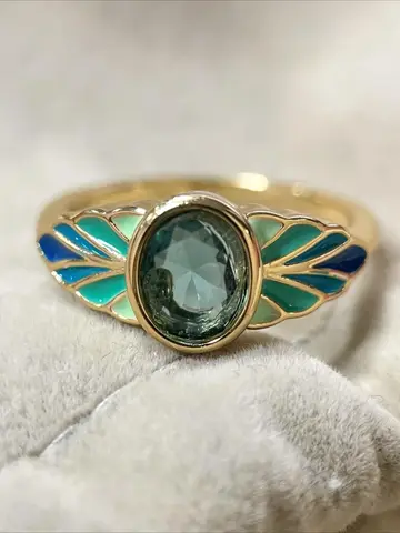 Vintage Unique Exquisite boho green Cubic Zirconia Ring for woman Daily Vacation Music Festival Anniversary Gift Couple's Gift,Gift for her Vintage Rings Jewelry Boho Style Rings