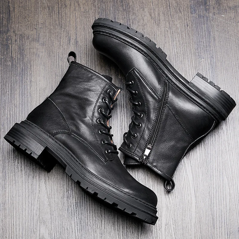 Genuine Leather British Style Martin Boots Men's High Top Leather Shoes Soft Leather Men's Motorcycle Boots Military Boots
Genuine Leather British Style Martin Boots Men's High Top Leather Shoes Soft Leather Men's Motorcycle Boots Military Boots