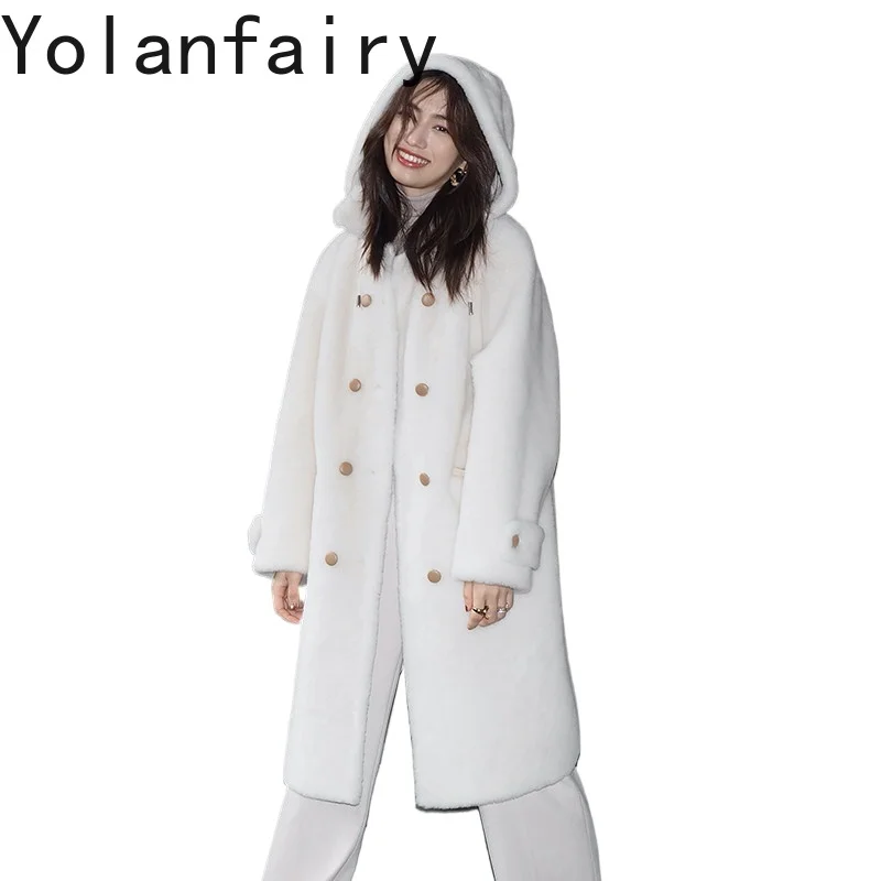 YOLANFAIRY Real Merino Lamb Fur Coat Women Long Hooded Double Breasted Genuine Sheepskin Leather Fur Coats Warm Winter Outerwear
YOLANFAIRY Real Merino Lamb Fur Coat Women Long Hooded Double Breasted Genuine Sheepskin Leather Fur Coats Warm Winter Outerwear