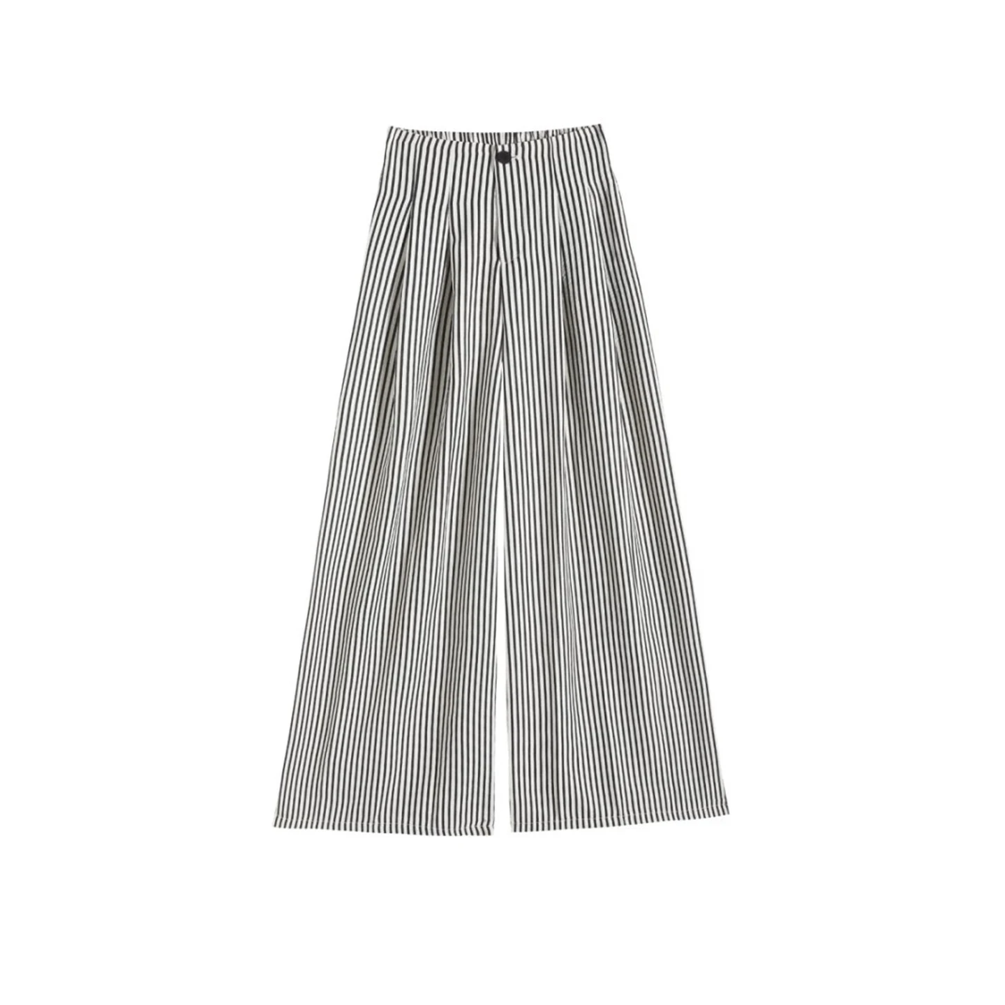Korean Striped Wide Leg Pants High Waist Loose Casual Straight Leg Floor Length Suit Pants Fashion Women's Pants 2025 Summer New 
Korean Striped Wide Leg Pants High Waist Loose Casual Straight Leg Floor Length Suit Pants Fashion Women's Pants 2025 Summer New