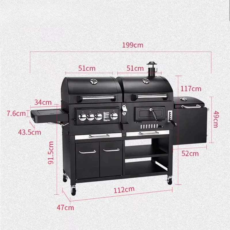 Outdoor Large Gas And Charcoal Grill Heavy Duty Trolley BBQ Smoker Non-smoking Combo Commercial BBQ BBQ Grill
Outdoor Large Gas And Charcoal Grill Heavy Duty Trolley BBQ Smoker Non-smoking Combo Commercial BBQ BBQ Grill