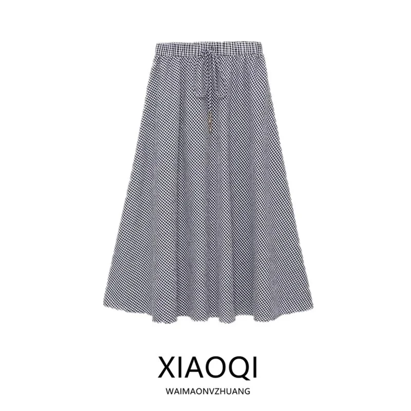 Elastic Waist Long Plaid Skirt Spring Summer New Arrival Women's Fashion A-Line Skirt Loose Fit mid Waist Other Material
Elastic Waist Long Plaid Skirt Spring Summer New Arrival Women's Fashion A-Line Skirt Loose Fit mid Waist Other Material