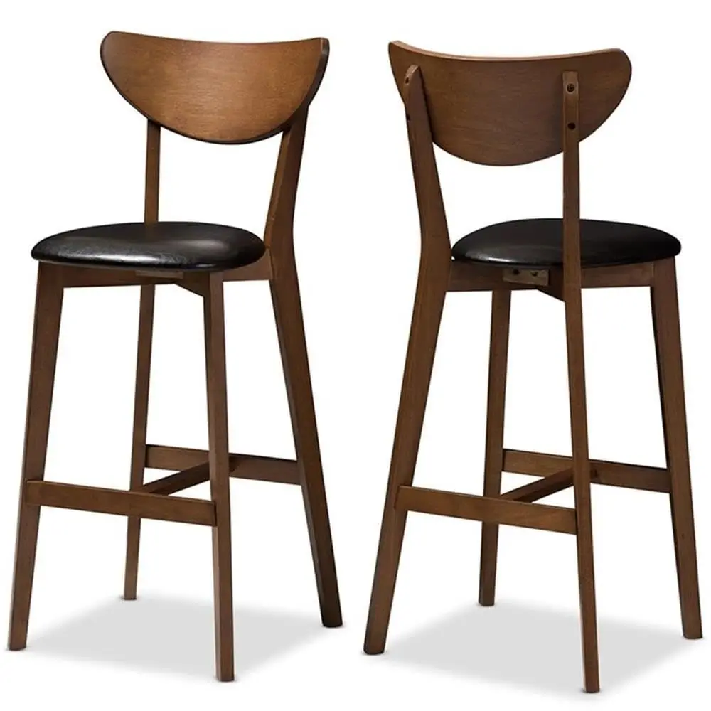 30 Bar Stools, Faux Leather and Rubberwood, Black and Walnut Brown Finish, Set of 2, Bentwood Back, MidCentury Style, Padded Se
30 Bar Stools, Faux Leather and Rubberwood, Black and Walnut Brown Finish, Set of 2, Bentwood Back, MidCentury Style, Padded Se