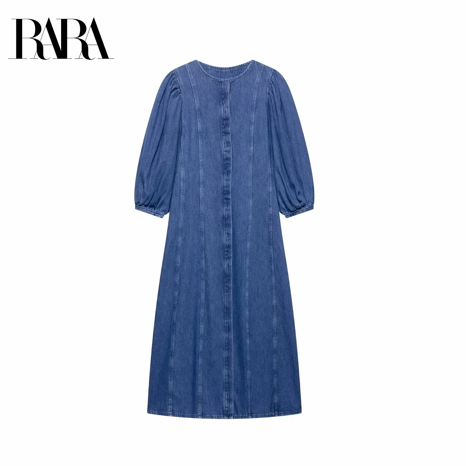 RARA Womens Denim Mid Length Dress with Puff Sleeves Stylish Button Front Design Loose Fit Ladies Fashion
RARA Womens Denim Mid Length Dress with Puff Sleeves Stylish Button Front Design Loose Fit Ladies Fashion