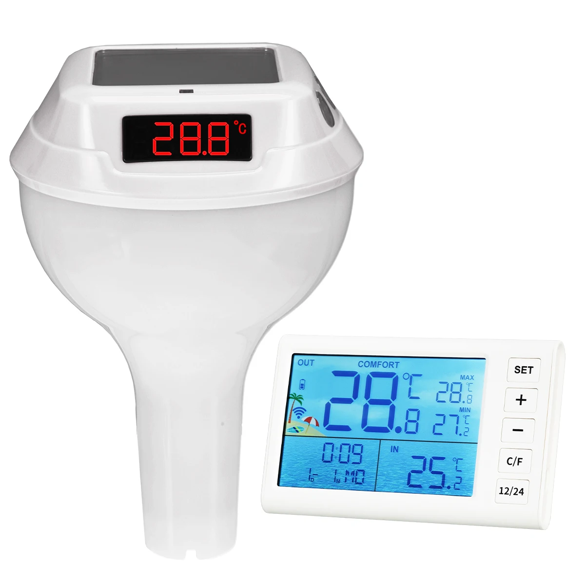 ABS Intelligent Solar Powered Pool Thermometer With LED Digital Gauge Child Lock Function
ABS Intelligent Solar Powered Pool Thermometer With LED Digital Gauge Child Lock Function