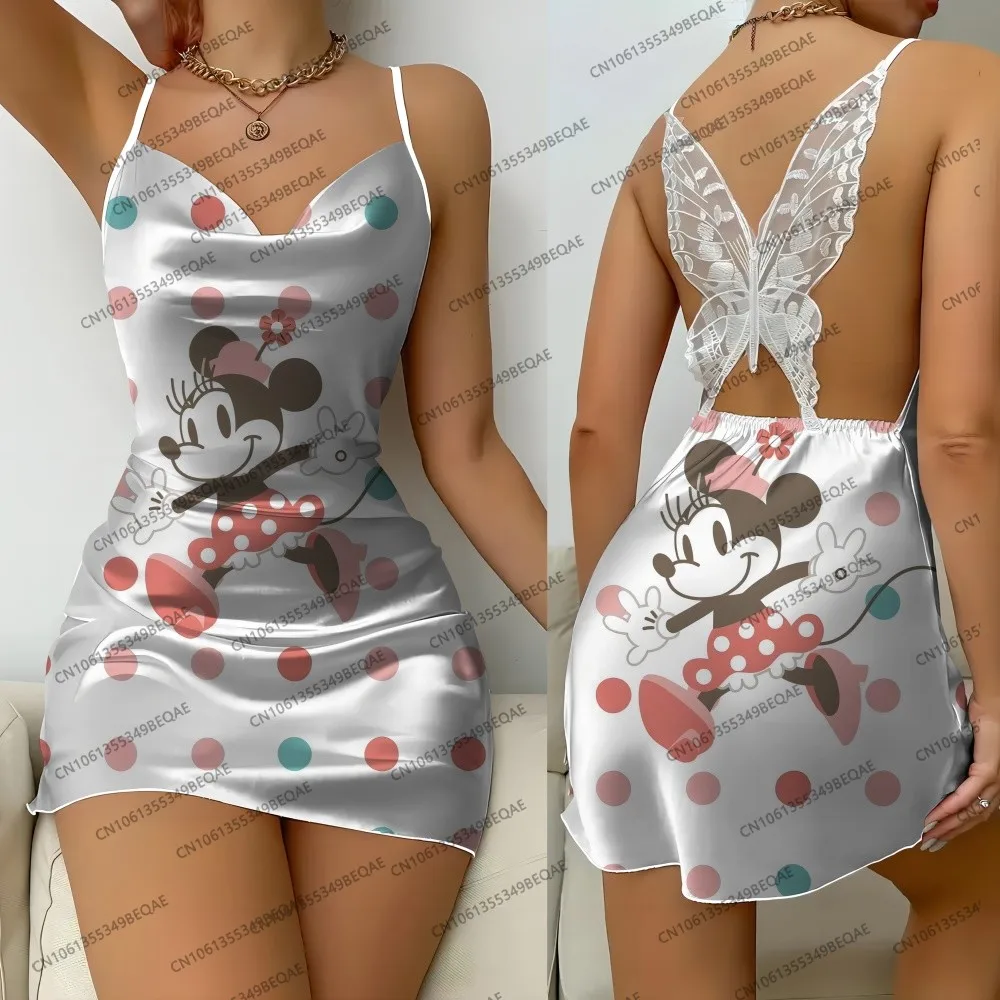 Summer Comfortable Elegant Women's Nightdress Sexy Backless Butterfly Lace Short Skirt Minnie Print Satin Suspender Dress
Summer Comfortable Elegant Women's Nightdress Sexy Backless Butterfly Lace Short Skirt Minnie Print Satin Suspender Dress